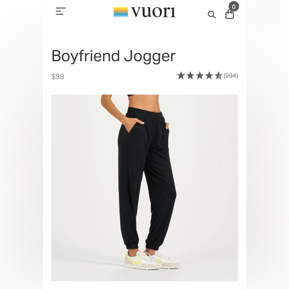 Brand New Vuori Boyfriend Joggers - Black Heather - XS - NWOT